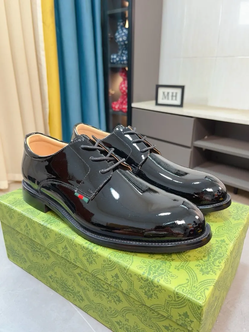 Men's Men's Shoes 💰520🌹🌹【GUCCI】The most popular classic Gucci leather shoes. Synchronized with the official website, the upper is made of Italian first-layer cowhide ➕cowhide lining, with unique brand and unique craftsmanship. Highlighting the hot style of the new year. Stop hesitating, stop wandering, get it now. Number: 38--44